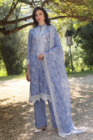 GUL AHMED-3 Piece Unstitched Embroidered Printed Lawn Suit with Embroidered Printed Chiffon Dupatta PR-52009