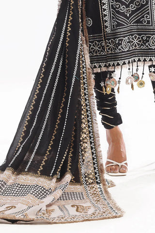 GUL AHEMD -3 Piece Unstitched Zari Embroidered Lawn Suit with Gold Lacquer Printed Lawn Dupatta CL-52407