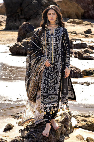 GUL AHEMD -3 Piece Unstitched Zari Embroidered Lawn Suit with Gold Lacquer Printed Lawn Dupatta CL-52407