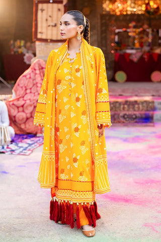 GUL AHMED-3 Piece Unstitched Gold Lacquer Printed Lawn Suit CL-52177 A