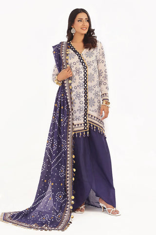 GUL AHMED-3 Piece Unstitched Gold Lacquer Printed Lawn Suit CL-52411 B