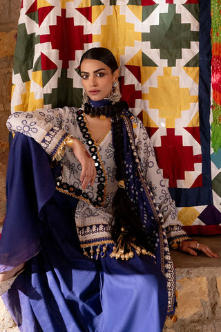 GUL AHMED-3 Piece Unstitched Gold Lacquer Printed Lawn Suit CL-52411 B