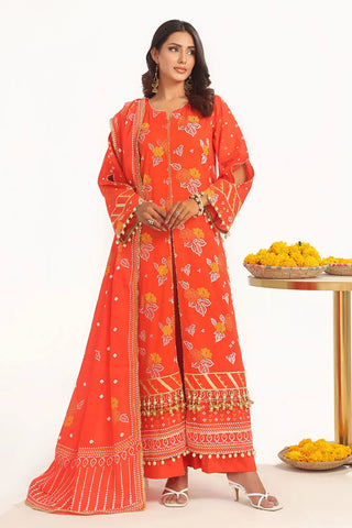 GUL AHMED-3 Piece Unstitched Gold Lacquer Printed Lawn Suit CL-52177 B