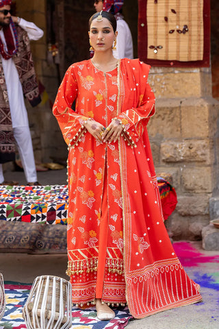 GUL AHMED-3 Piece Unstitched Gold Lacquer Printed Lawn Suit CL-52177 B