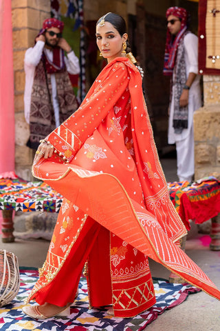 GUL AHMED-3 Piece Unstitched Gold Lacquer Printed Lawn Suit CL-52177 B