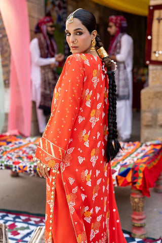 GUL AHMED-3 Piece Unstitched Gold Lacquer Printed Lawn Suit CL-52177 B