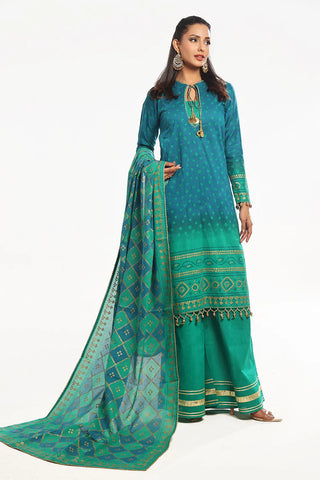 GUL AHMED -3 Piece Unstitched Gold Printed Lawn Suit CL-52410 A