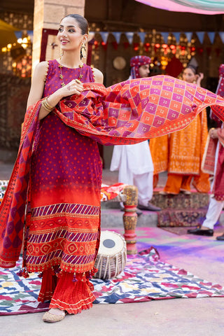GUL AHMED-3 Piece Unstitched Gold Printed Lawn Suit CL-52410 B