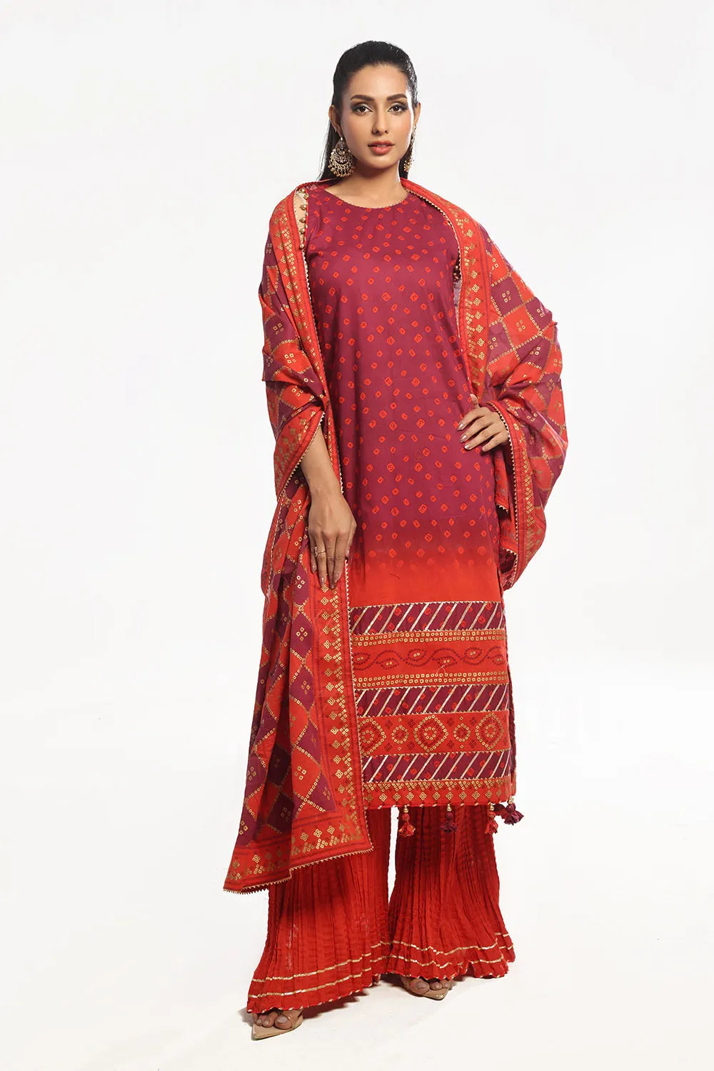 GUL AHMED-3 Piece Unstitched Gold Printed Lawn Suit CL-52410 B