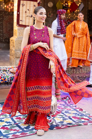 GUL AHMED-3 Piece Unstitched Gold Printed Lawn Suit CL-52410 B