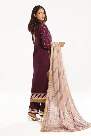 GUL AHMED-3 Piece Unstitched Zari Embroidered Lawn Suit with Gold Printed Lawn Dupatta CL-52413