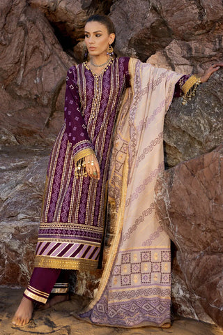 GUL AHMED-3 Piece Unstitched Zari Embroidered Lawn Suit with Gold Printed Lawn Dupatta CL-52413