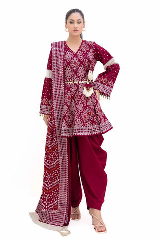 GUL AHMED -3PC Unstitched Printed Light Khaddar Suit K-42002 L