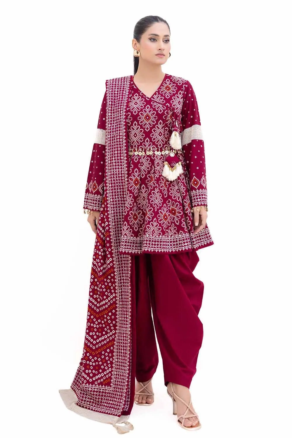 GUL AHMED -3PC Unstitched Printed Light Khaddar Suit K-42002 L