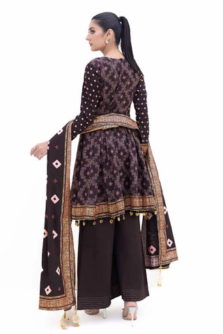 GUL AHMED -3PC Unstitched Thick Gold Printed Khaddar Suit K-42004 T
