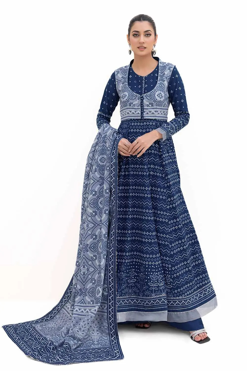 GUL AHMED -3PC Unstitched Printed Light Khaddar Suit K-42005 L