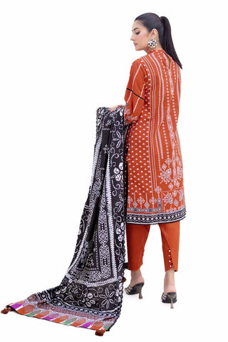 GUL AHMED -3PC Unstitched Printed Light Khaddar Suit K-42008 L