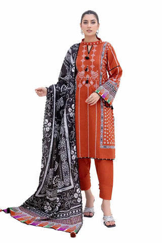 GUL AHMED -3PC Unstitched Printed Thick Khaddar Suit K-42008 T