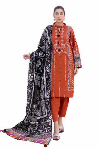 GUL AHMED -3PC Unstitched Printed Thick Khaddar Suit K-42008 T
