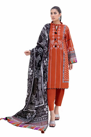 GUL AHMED -3PC Unstitched Printed Thick Khaddar Suit K-42008 T