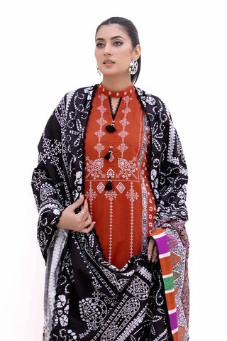 GUL AHMED -3PC Unstitched Printed Thick Khaddar Suit K-42008 T