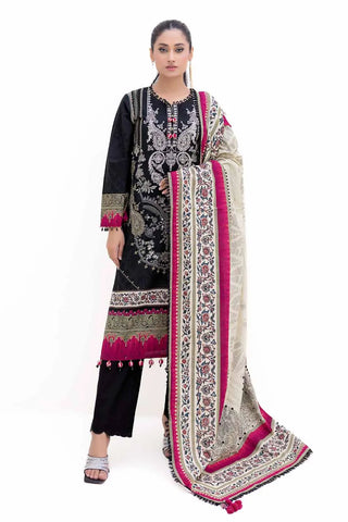 GUL AHEMD -3PC Unstitched Embroidered Printed Light Khaddar Suit with Printed Khaddar Dupatta K-42012 L