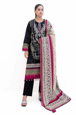 GUL AHEMD -3PC Unstitched Embroidered Printed Light Khaddar Suit with Printed Khaddar Dupatta K-42012 L