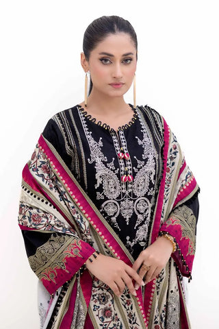 GUL AHEMD -3PC Unstitched Embroidered Printed Light Khaddar Suit with Printed Khaddar Dupatta K-42012 L