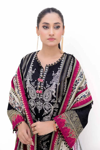 GUL AHEMD -3PC Unstitched Embroidered Printed Light Khaddar Suit with Printed Khaddar Dupatta K-42012 L