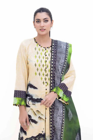 GUL AHMED -3PC Unstitched Embroidered Printed Light Khaddar Suit with Printed Khaddar Dupatta K-42013 L