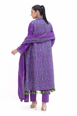 GUL AHMED-3PC Unstitched Embroidered Thick Khaddar Suit with Embroidered Khaddar Dupatta K-42017 T