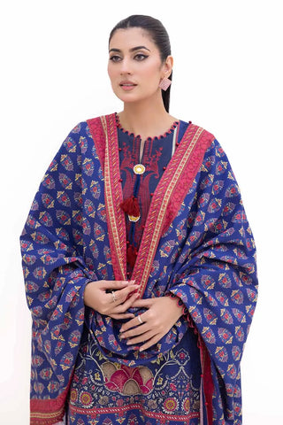 GUL AHMED -3PC Unstitched Embroidered Printed Thick Khaddar Suit with Printed Khaddar Dupatta K-42018 T