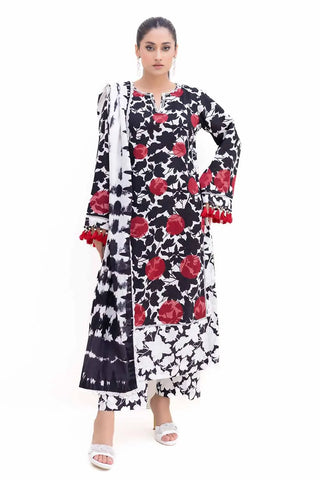 GUL AHMED -3PC Unstitched Embroidered Printed Light Khaddar Suit with Printed Khaddar Dupatta K-42019 L