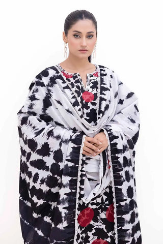 GUL AHMED -3PC Unstitched Embroidered Printed Light Khaddar Suit with Printed Khaddar Dupatta K-42019 L