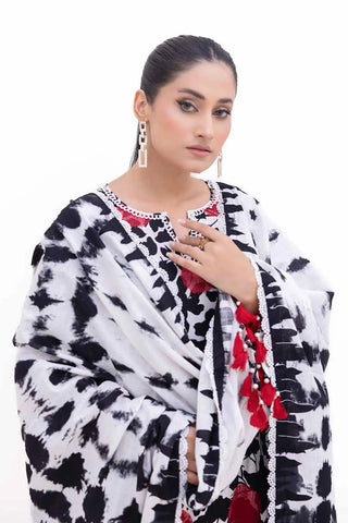 GUL AHMED -3PC Unstitched Embroidered Printed Light Khaddar Suit with Printed Khaddar Dupatta K-42019 L