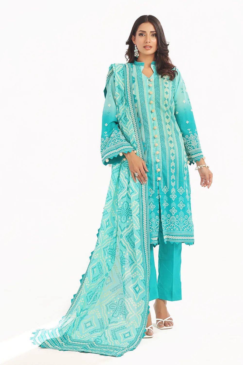 GUL AHMED-3 Piece Unstitched Lacquer Printed Lawn Suit CL-42328 A