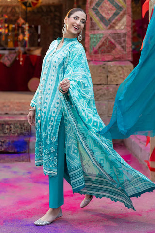 GUL AHMED-3 Piece Unstitched Lacquer Printed Lawn Suit CL-42328 A
