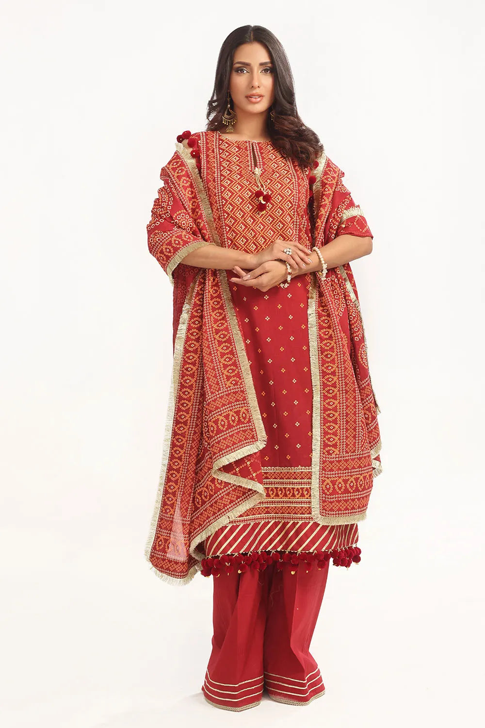 GUL AHMED-3 Piece Unstitched Lacquer Printed Lawn Suit CL-52138 B