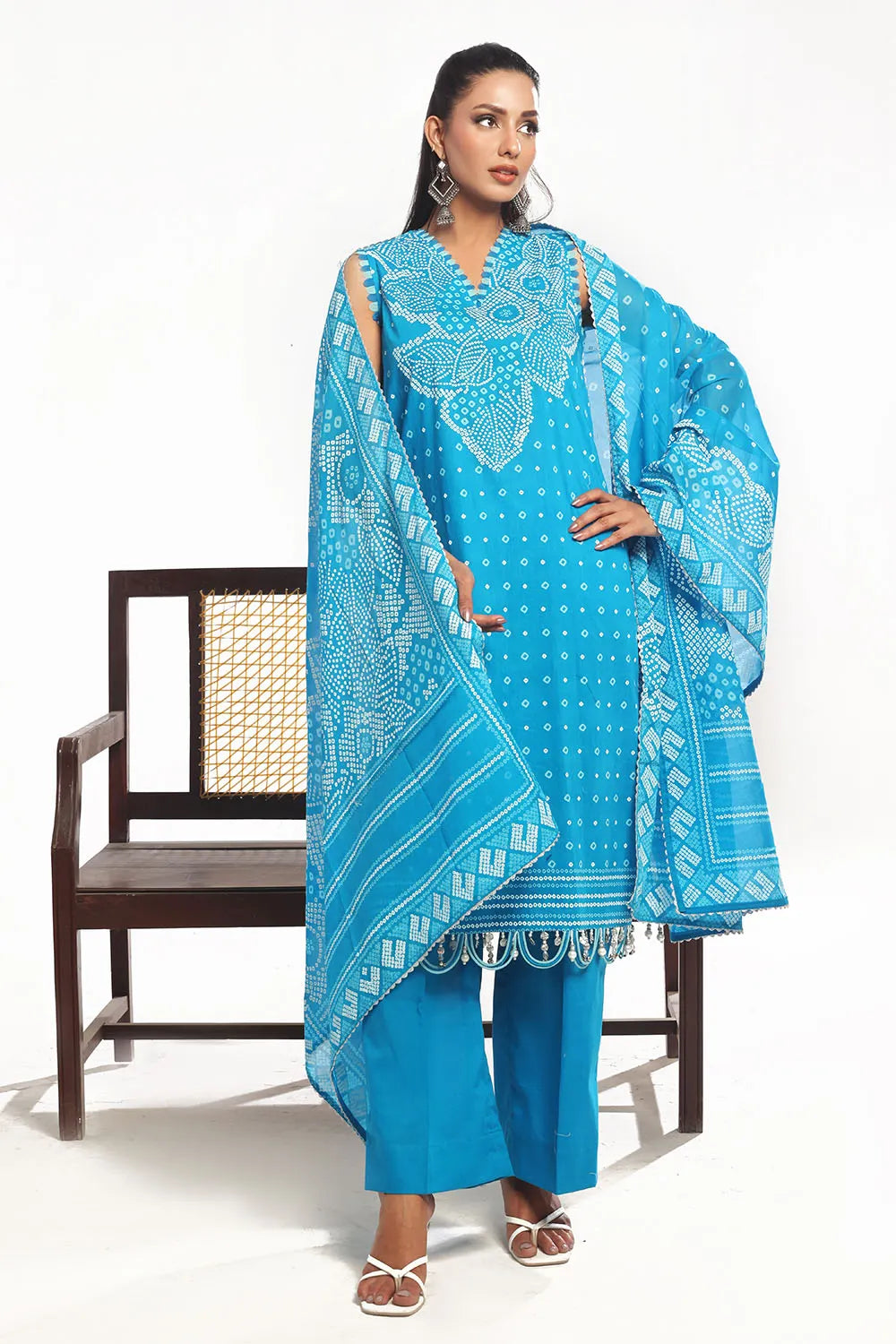 GUL AHMED-3 Piece Unstitched Lacquer Printed Lawn Suit CL-52176 B