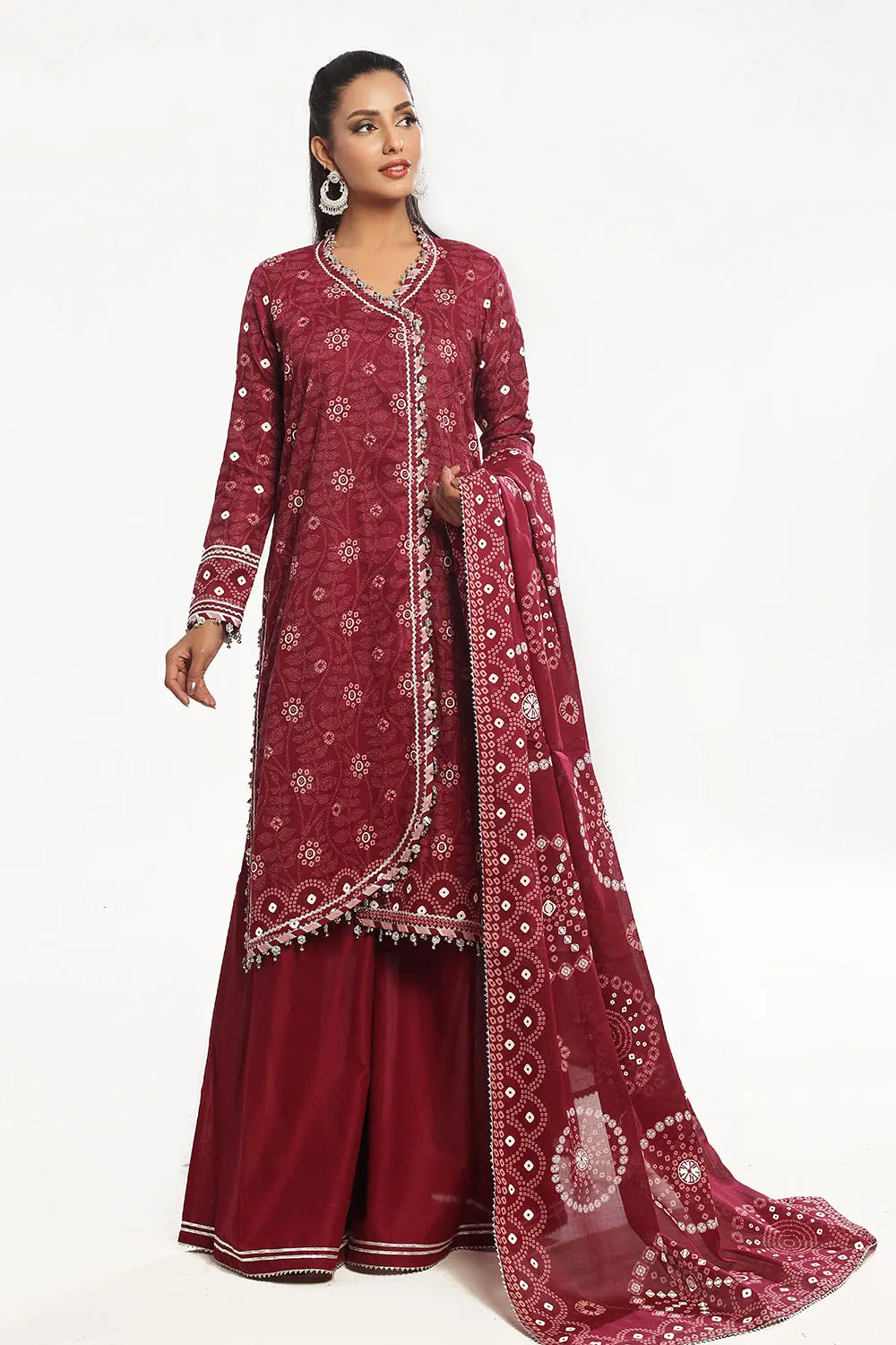 GUL AHMED-3 Piece Unstitched Lacquer Printed Lawn Suit CL-52403 B