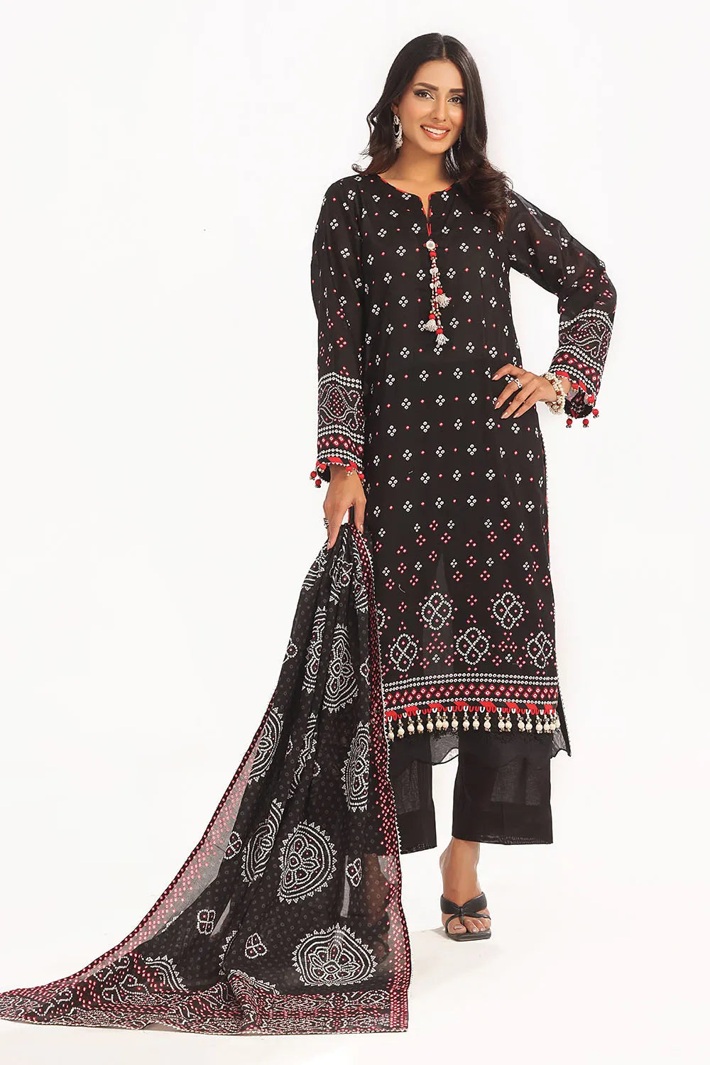 GUL AHMED-3 Piece Unstitched Lacquer Printed Lawn Suit CL-52171 A
