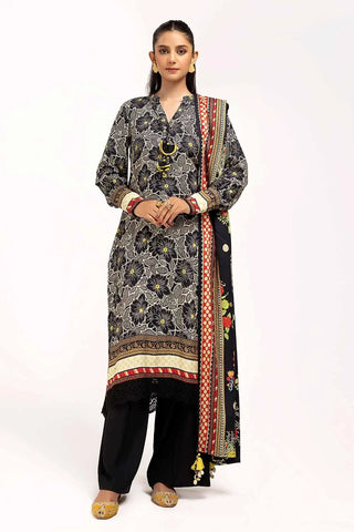 GUL AHMED -3PC Unstitched Printed Linen Suit LT-42001