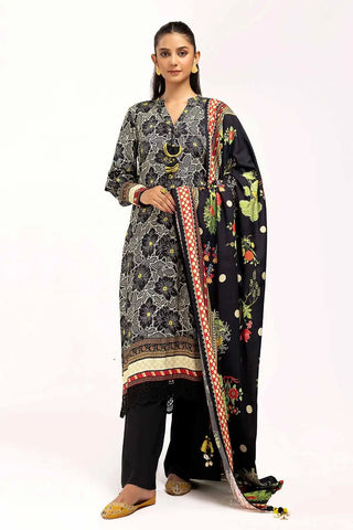 GUL AHMED -3PC Unstitched Printed Linen Suit LT-42001