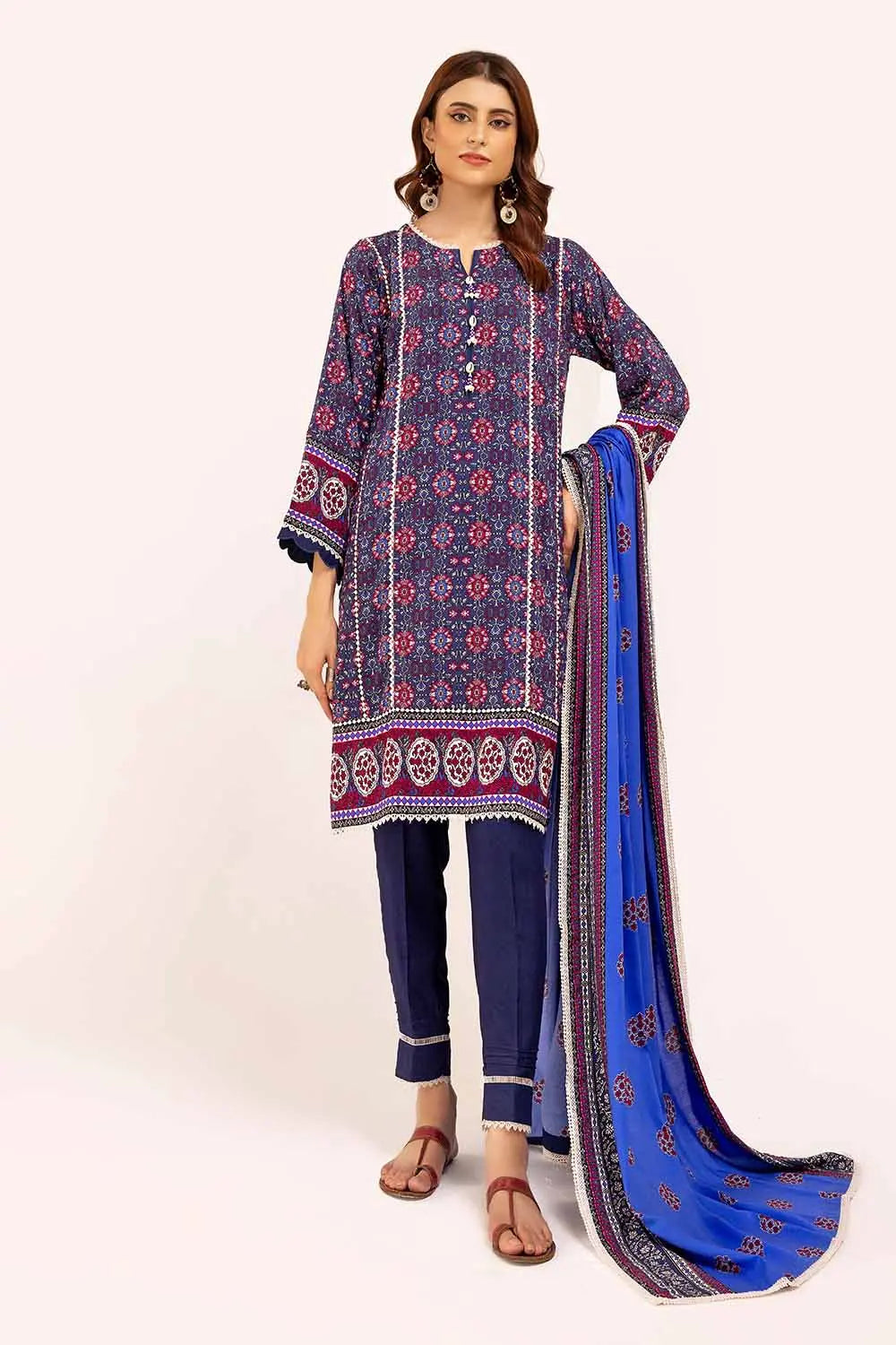 GUL AHMED -3PC Unstitched Printed Linen Suit LT-42008