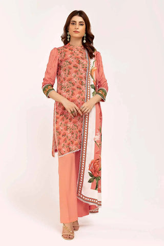 GUL AHMED -3PC Unstitched Printed Linen Suit LT-42009