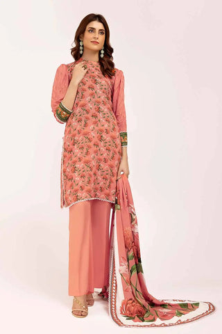 GUL AHMED -3PC Unstitched Printed Linen Suit LT-42009