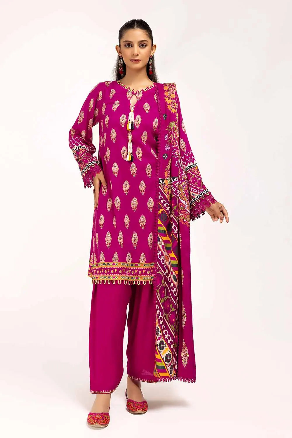 GUL AHMED -3PC Unstitched Printed Linen Suit LT-42011