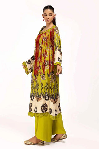 GUL AHMED -3PC Unstitched Printed Linen Suit LT-42012