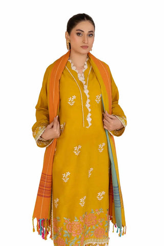 GUL AHMED -3PC Unstitched Embroidered Printed Cambric Suit with Yarn Dyed Dupatta MJ-42020
