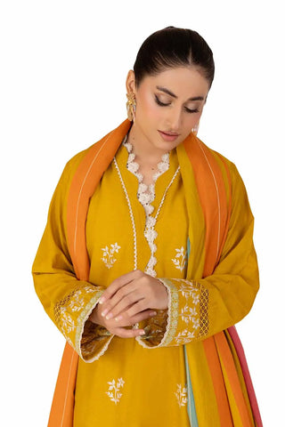 GUL AHMED -3PC Unstitched Embroidered Printed Cambric Suit with Yarn Dyed Dupatta MJ-42020